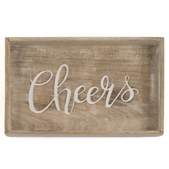 ELYSIUM CHEERS TRAY Wood Home Decor Bar Party - Picture 3 of 3